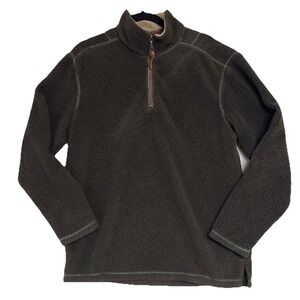 True Grit Sherpa Fleece Pullover Half Zip Jacket Sweater Green Lumberjack Mens S